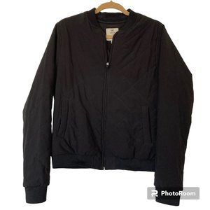 Albion Womens Size M Black Quilted Bomber Lightweight Jacket Zip Stretch